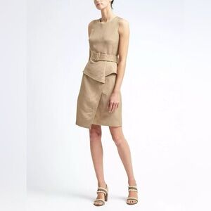 Banana Republic Linen Blend Utility Dress Sz 6 Petite Belted Peplum Safari